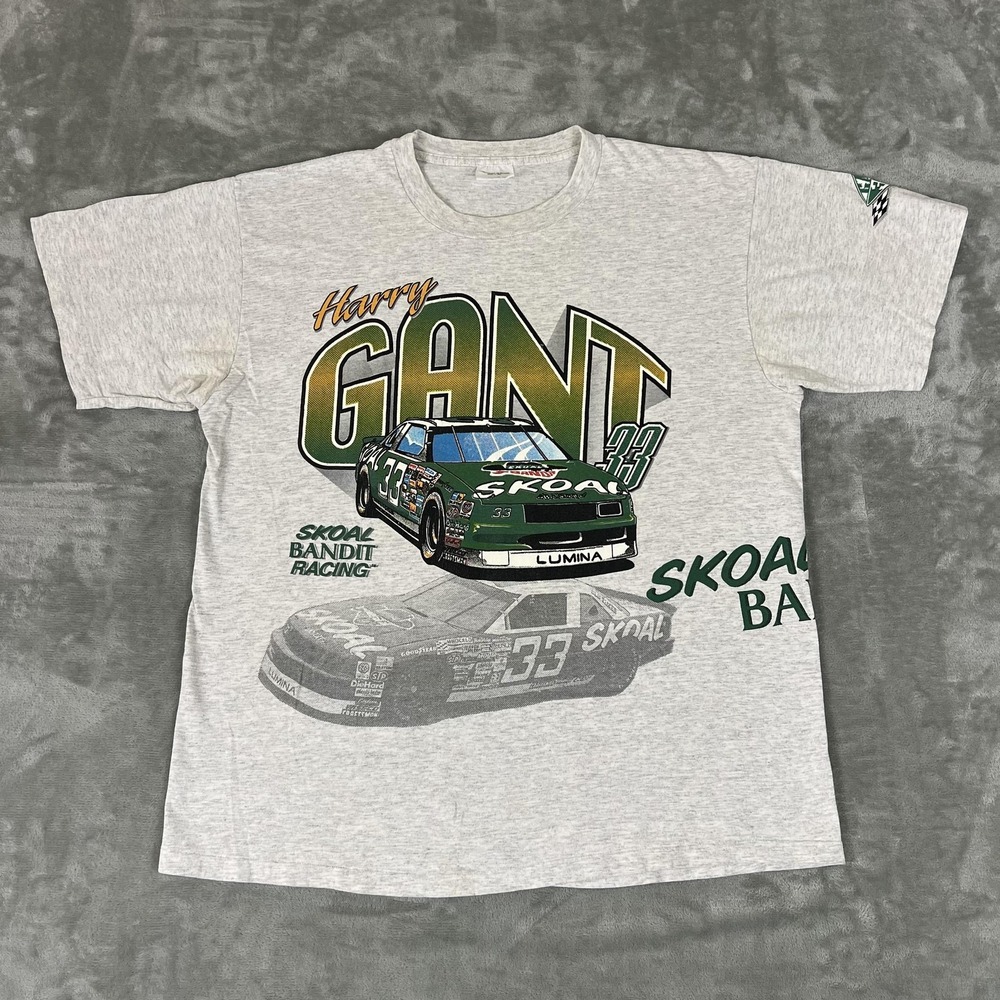 Vintage Harry Gant Shirt Mens XL Gray NASCAR Racing Skoal Bandit Tultex 90s